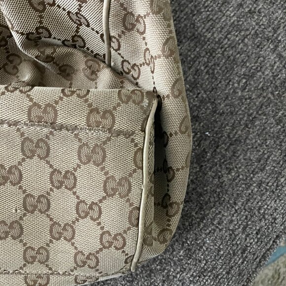 MONOGRAM Large SUKEY GUCCI Tote Gold Leather Trim & GG Gold Charm - Picture 4 of 16